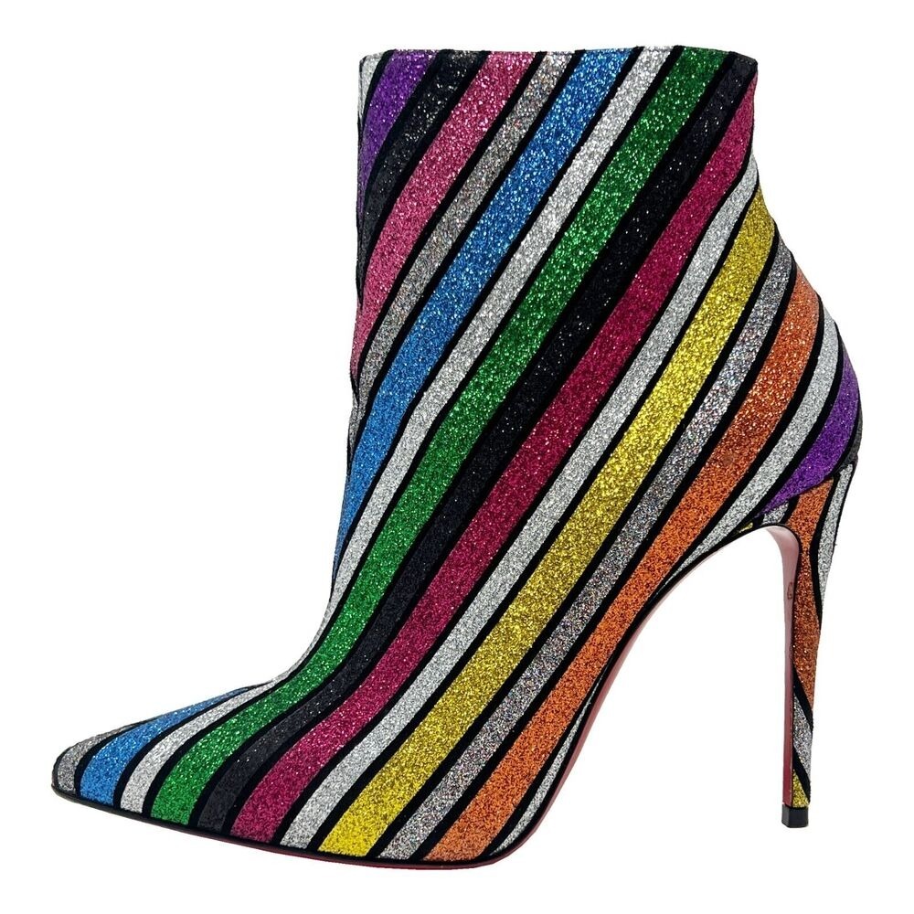 Christian Louboutin So Kate Glitter Stripe Ankle Boots‎ 36.5